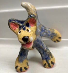 Each “Dancing Quadruped” is handmade and completely unique. Each comes with a “Sleeping Pouch”, a furry blanket and a tiny story brochure. There are dozens in stock at any one time. Please contact the artist and photos and pricing as to what is available will be sent.