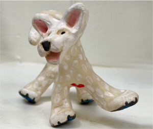 Each “Dancing Quadruped” is handmade and completely unique. Each comes with a “Sleeping Pouch”, a furry blanket and a tiny story brochure. There are dozens in stock at any one time. Please contact the artist and photos and pricing as to what is available will be sent.