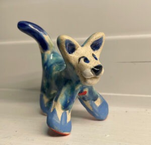 Each “Dancing Quadruped” is handmade and completely unique. Each comes with a “Sleeping Pouch”, a furry blanket and a tiny story brochure. There are dozens in stock at any one time. Please contact the artist and photos and pricing as to what is available will be sent.