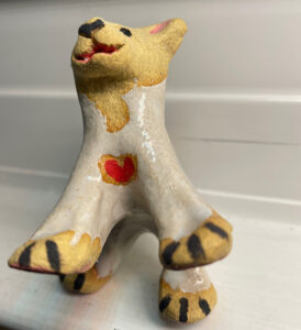 Each “Dancing Quadruped” is handmade and completely unique. Each comes with a “Sleeping Pouch”, a furry blanket and a tiny story brochure. There are dozens in stock at any one time. Please contact the artist and photos and pricing as to what is available will be sent.